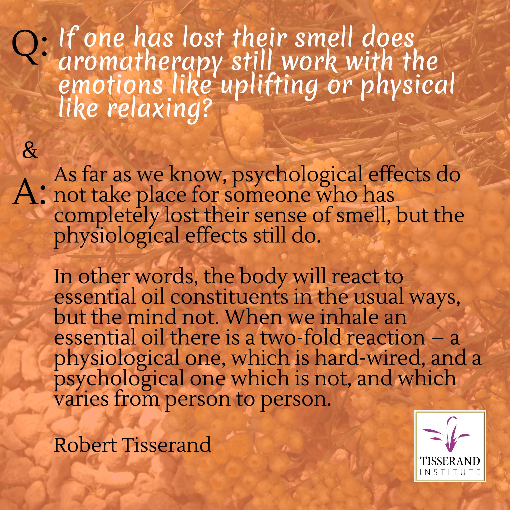 tisserand institute infographic if one has lost their smell aromatherapy