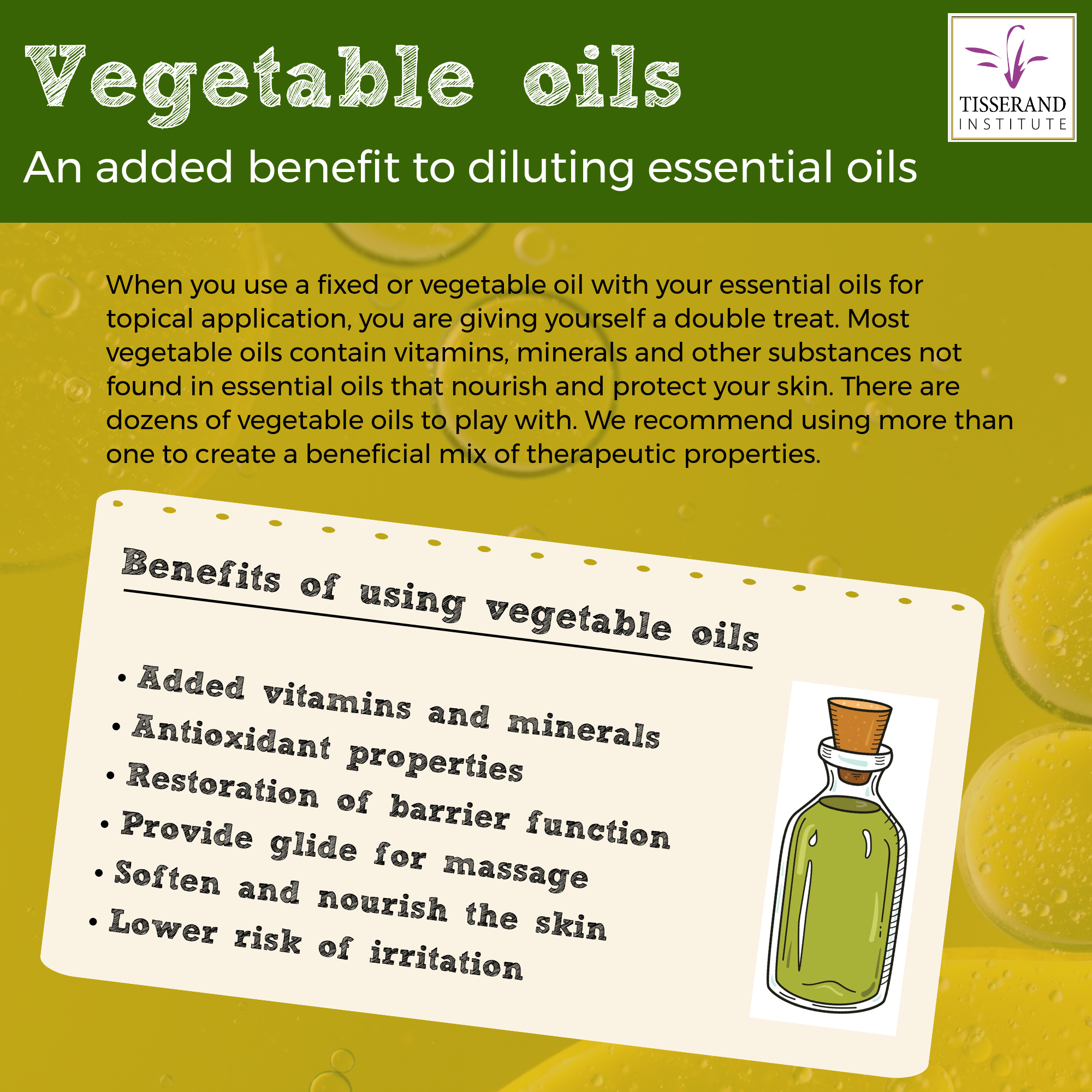 Vegetable oils: an added benefit to diluting your essential oils